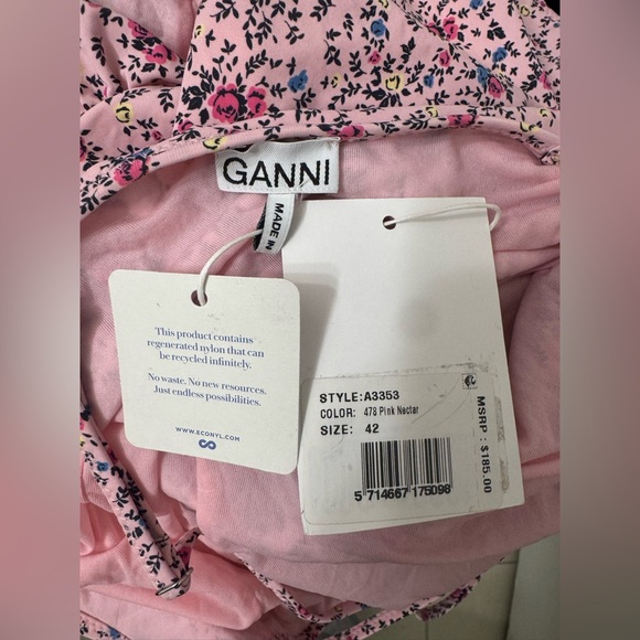 NWT Ganni Gathered floral-print swimsuit - Picture 5 of 5